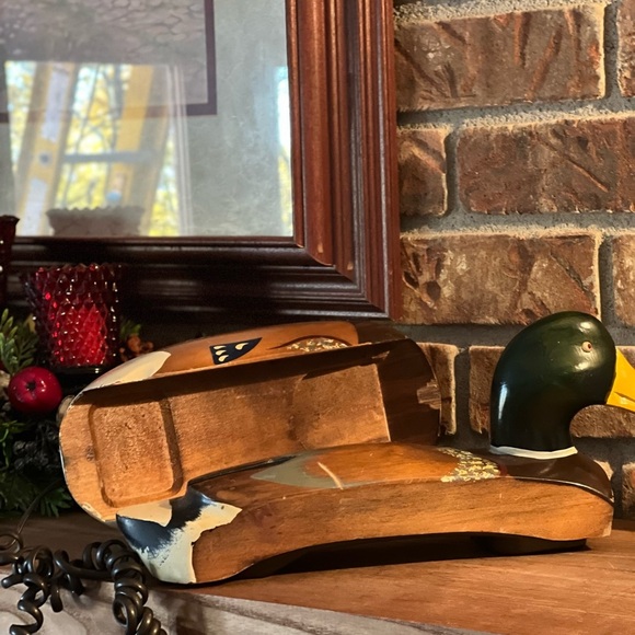 ⭐️ Rare Vintage Hand Carved Solid Maple Mallard Duck Telephone ‼️Last One Left! - Picture 4 of 12